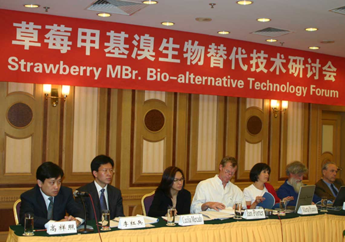 聯(lián)合國(guó)環(huán)境署、聯(lián)合國(guó)工發(fā)組織等機(jī)構(gòu)出席了我公司舉行的草莓甲基溴生物替代技術(shù)研討會(huì)